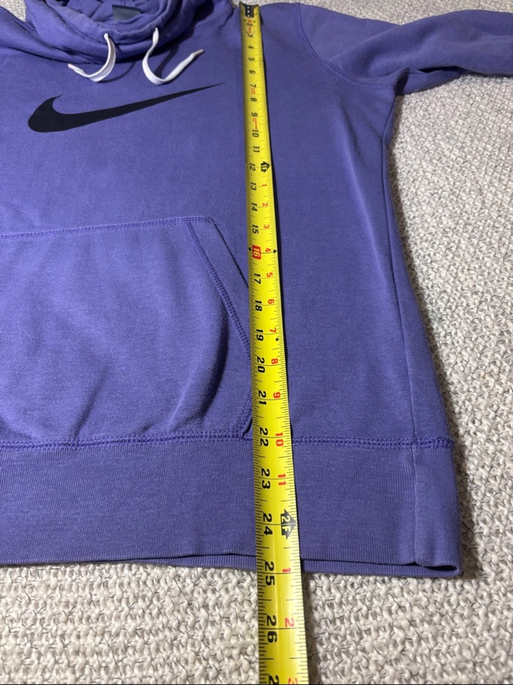 Nike Violet Purple Funnel Neck Pullover Hoodie Sweatshirt Black Swoosh - Picture 6 of 11